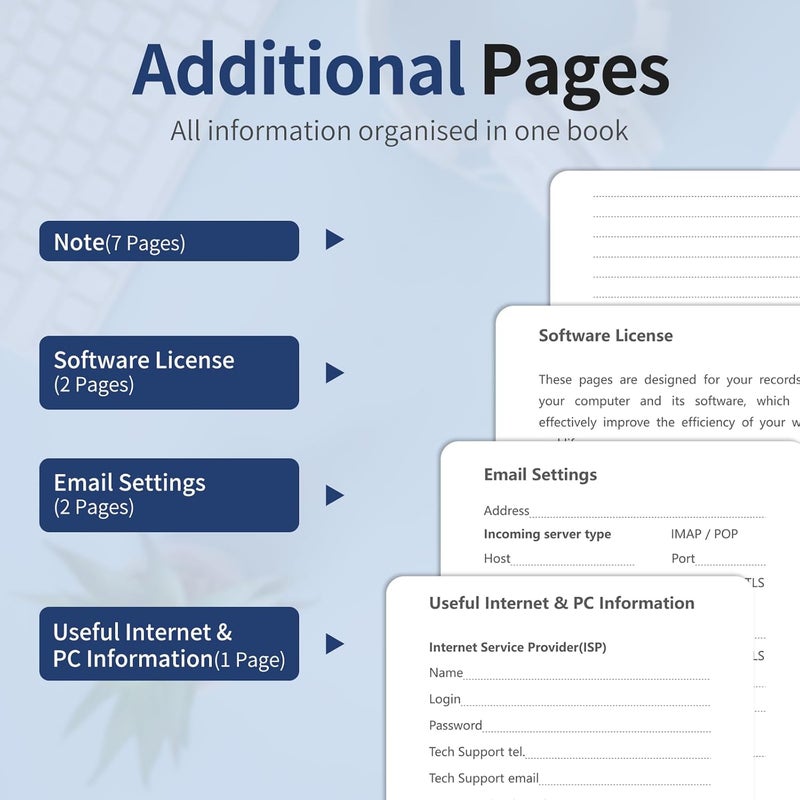Blugool Password Book with Alphabetical Tabs, Password Keeper Book for Seniors, Hardcover Password Notebook for Individual & Colorful Tabs, Password Organizer for Website Logins, 5.3" x 7.7", Navy Blue - Image 5